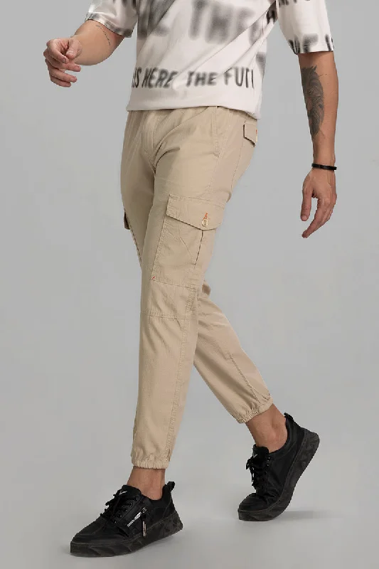 Cargo Pants with Cargo Pockets for High School Sports -Majin Cream Cargo Pant