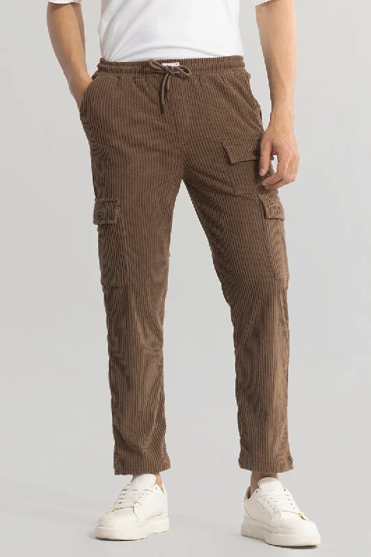 Cargo Pants with Cargo Pockets for Writers -Urban Cord Brown Corduroy Cargo Pant