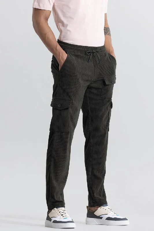 Cargo Pants with Side Stripe Design -Cullin Olive Corduroy Cargo Pant