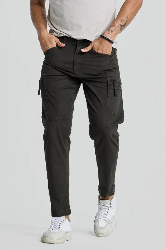 Cargo Pants for Men with Adjustable Waist -Olive Slim Fit Cargo Pants