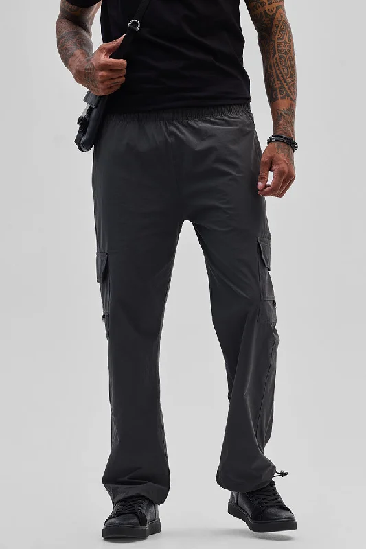 Cargo Pants with Cargo Pockets for Nurses -Charcoal Grey Relaxed Fit Parachute Pants