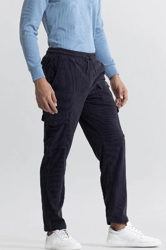 Cargo Pants for Travel with Spacious Storage -Cullin Dark Navy Corduroy Cargo Pant