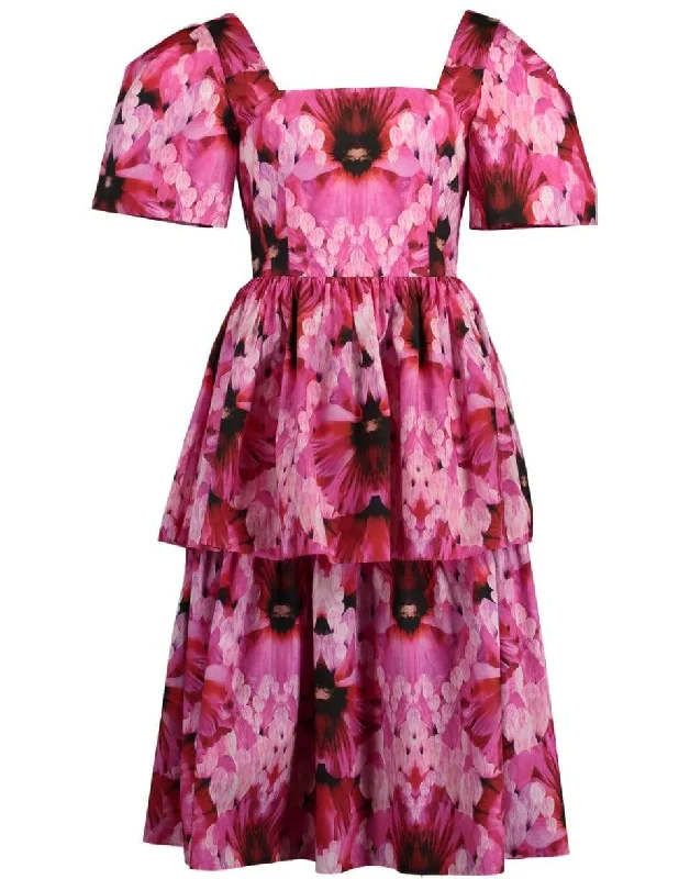 Sheath Dresses for Sophisticated -Tiered Orchid Print Dress