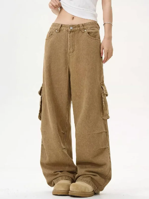 Cargo Pants with Cargo Pockets for Kayaking -Casual Side Pocket Pleats Cargo Pants