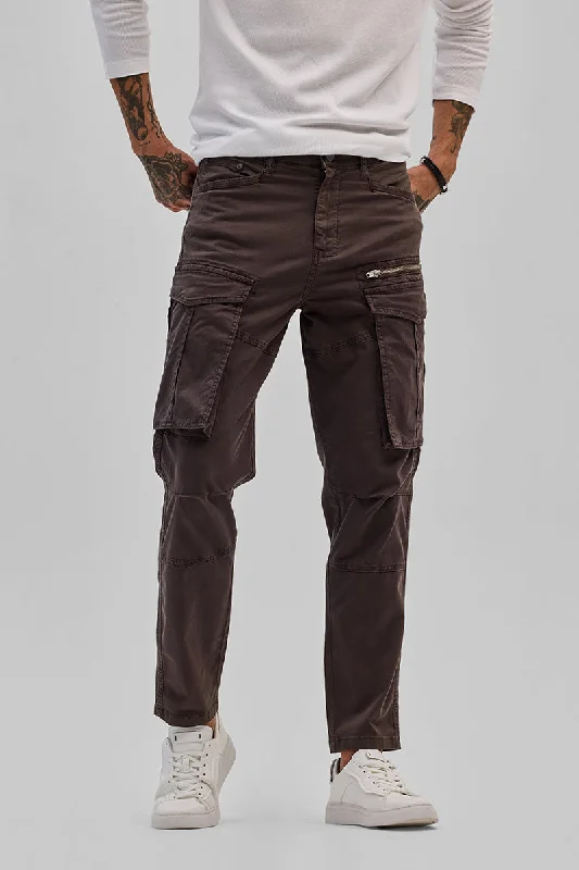 Cargo Pants with Cargo Pockets for Carpenters -Brown Relaxed Fit Cargo Pants