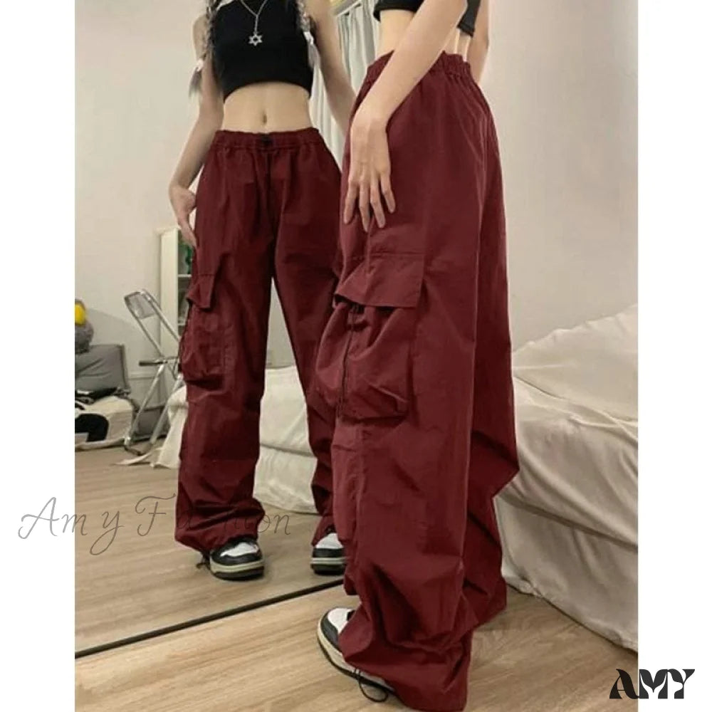 Cargo Pants with Cargo Pockets for Tools -Amy Fashion - Straight Trousers Fashion Wide Leg Pockets Joggers Trousers