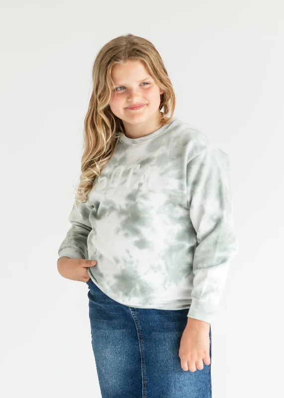 Double Blouses for Layered -Youth Watercolor Pine Sota Crewneck Sweatshirt - FINAL SALE