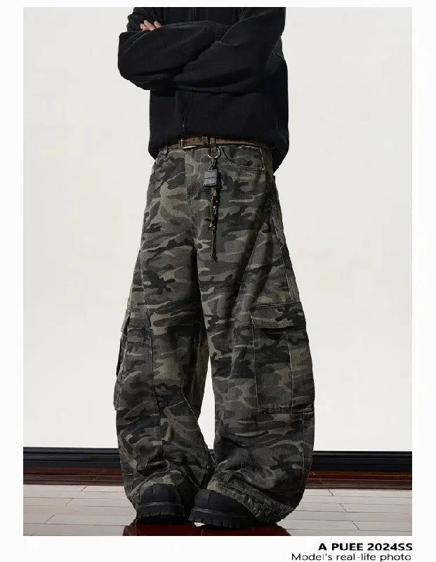 Cargo Pants with Cargo Pockets for Painting -Baggy Fit Camouflage Cargo Pants