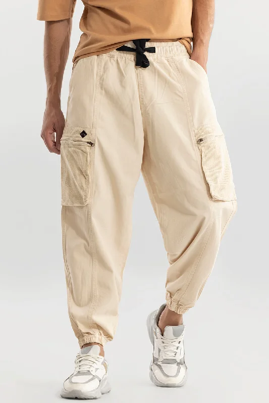 Cargo Pants with Cargo Pockets for Windsurfing -Korean Style Cream Cargo Pant