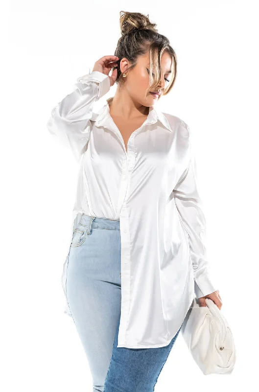 V Neck Blouses for Flattering -READY FOR ANY OCCASION SATIN SHIRT PLUS SIZE