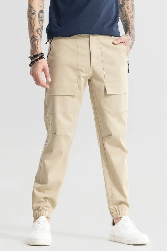 Plus Size Cargo Pants for Curvy Figures -Rustic Cream Cargo Pant