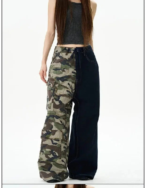 Cargo Pants with Cargo Pockets for Jogging -Asymmetric Camouflage Cargo Pants