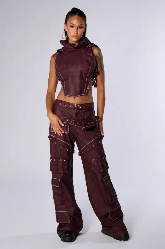 Cargo Pants with Cargo Pockets for Electricians -DESERT VIBE CARGO PANT IN BURGUNDY