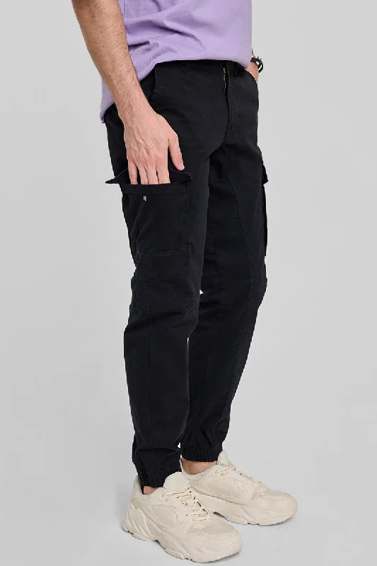 Cargo Pants with Cargo Pockets for Kitesurfing -Black Slim Fit Cargo Pants