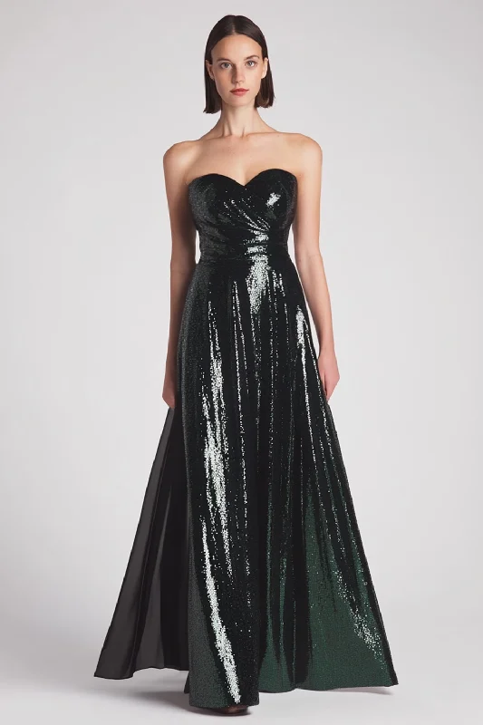 Short-sleeved Dresses for Summer -Sparkly Dark Green Sweetheart Long Formal Dress