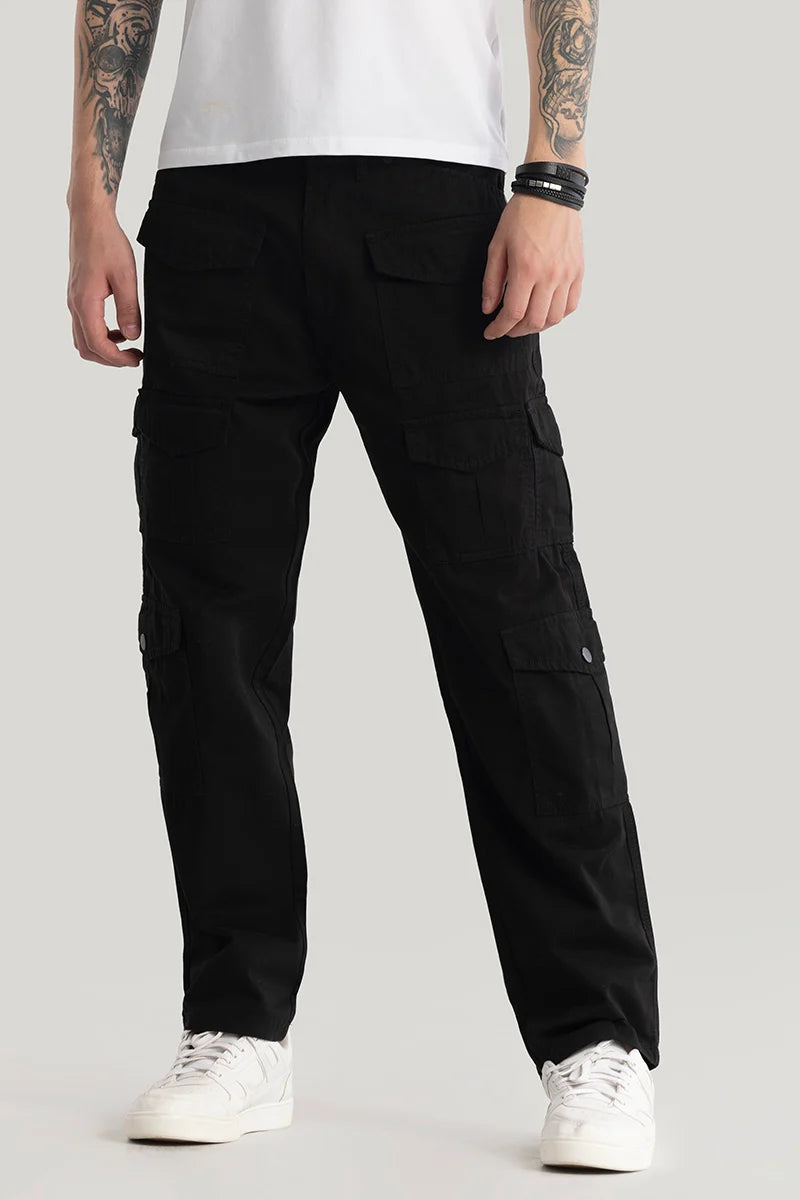 Cargo Pants with Cargo Pockets for Yoga -Nils Loose Fit Black Cargo Pants