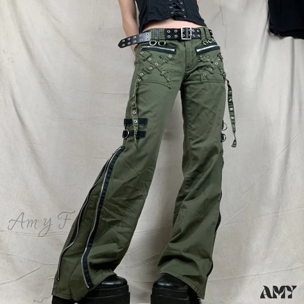 Military Style Cargo Pants for Tactical Operations -Amy Fashion - Gothic Punk Baggy Vintage Trousers