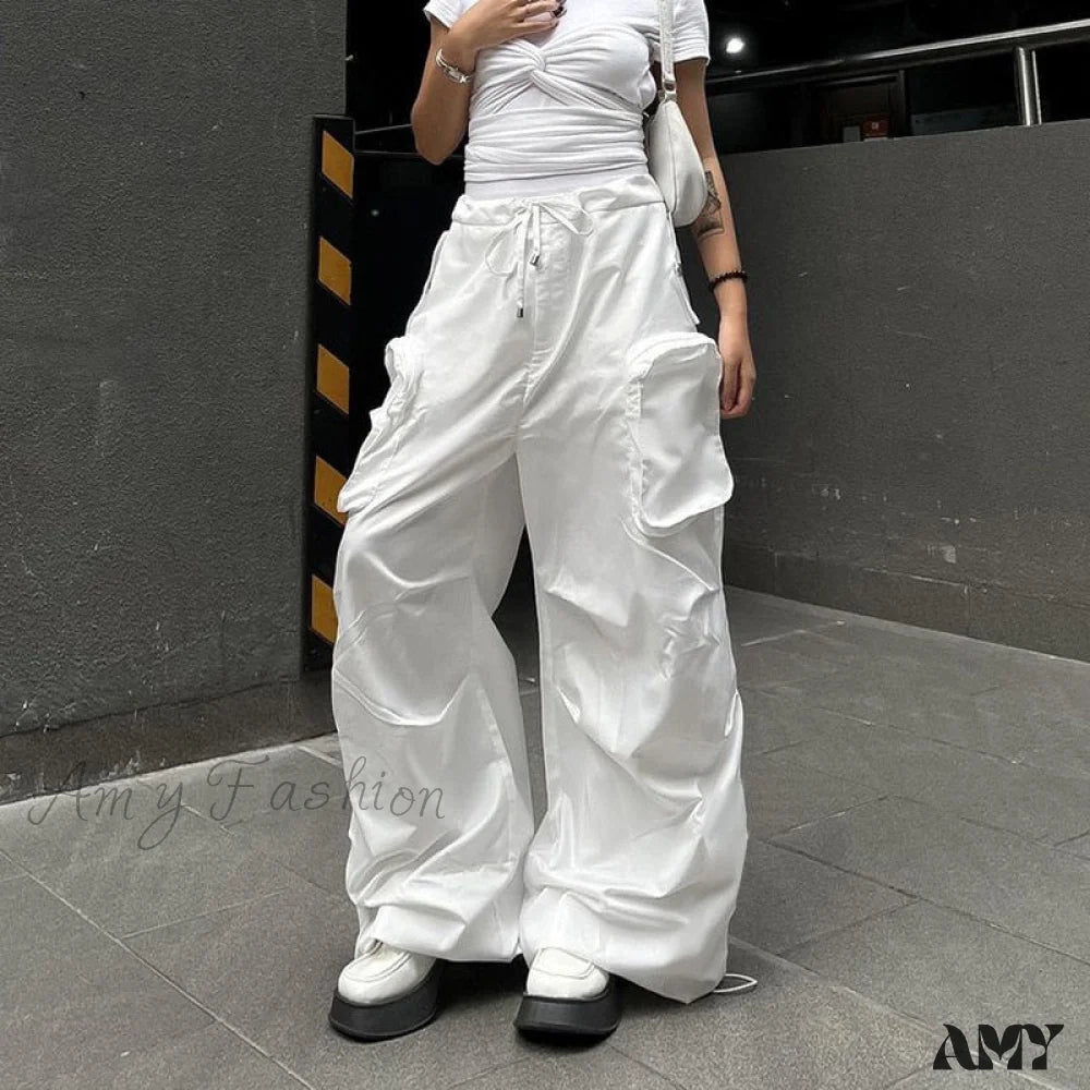 Cargo Pants with Cargo Pockets for Daily Use -Amy Fashion - Hiphop Pockets Sweatpants Vintage Spice Girls