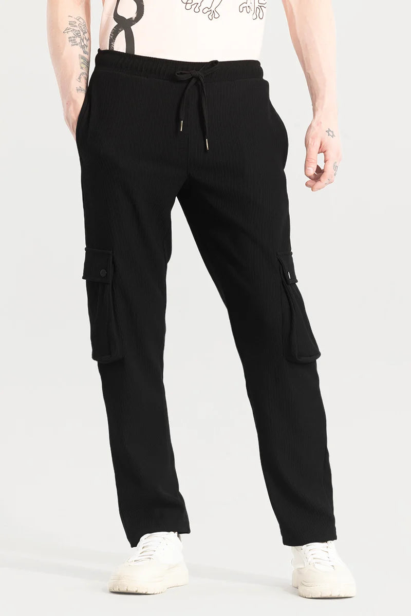 Cargo Pants with Cargo Pockets for Plumbers -Pockethrive Black Corduroy Cargo Pant