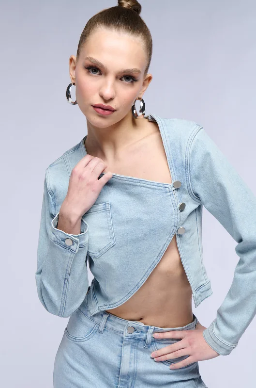 Blouses for Maternity Wear -BRITNEY SIDE BUTTON DOWN DENIM COLLARED SHIRT