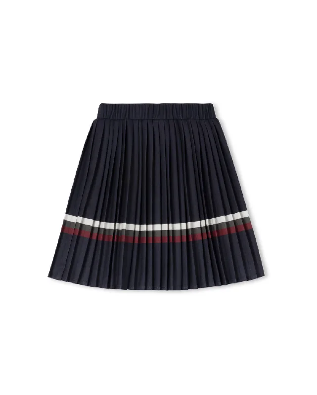 Leverback Blouses for Comfort -Alvin - Striped Pleated Sweatshirt Skirt