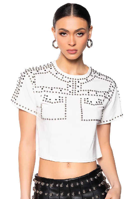 Cotton Blouses for Comfortable -GRACELYN EMBELLISHED T SHIRT