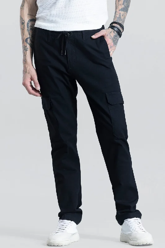 Cargo Pants with Cargo Pockets for Accountants -City Breeze Black Linen Cargo Pant