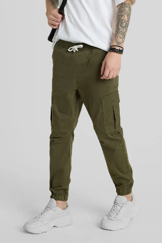 Cargo Pants with Cargo Pockets for Sailing -Olive Slim Fit Cargo Pants