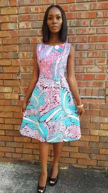 Modern Dresses for Trendy -DUpsie's Exclusive Purple Pink Blue African Print Dress-DPX146