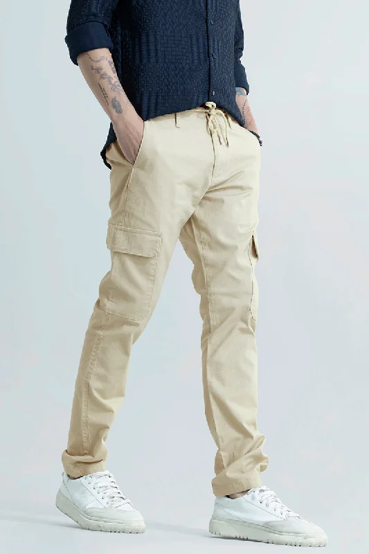 Cargo Pants with Cargo Pockets for Lawyers -City Breeze Cream Linen Cargo Pant