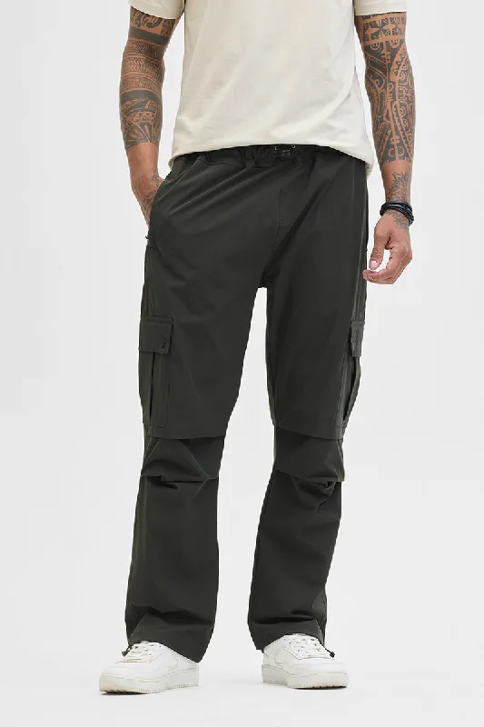 Khaki Cargo Pants for Stylish Casual Outfits -Dark Green Relaxed Fit Cargo