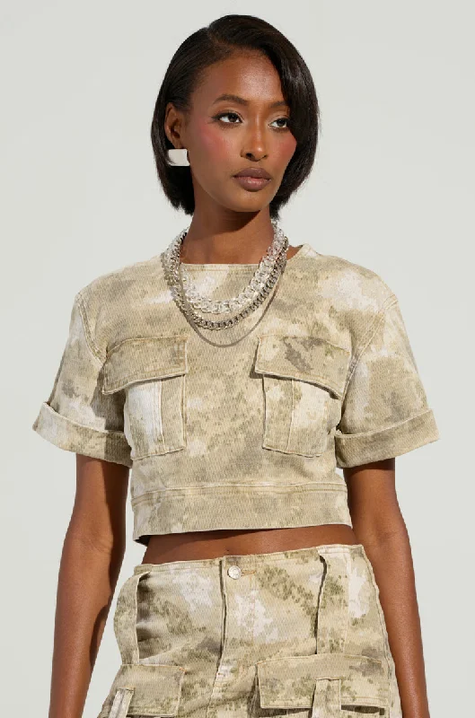 Blouson Blouses for Relaxed -READY FOR WHATEVER CAMO SHORT SLEEVE SHIRT