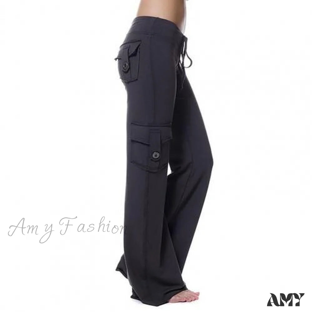 Lightweight Cargo Pants for Summer Outdoor Adventures -Amy Fashion - Strong Elastic Wide Leg Soft Sports Drawstring Straight Cargo Pants