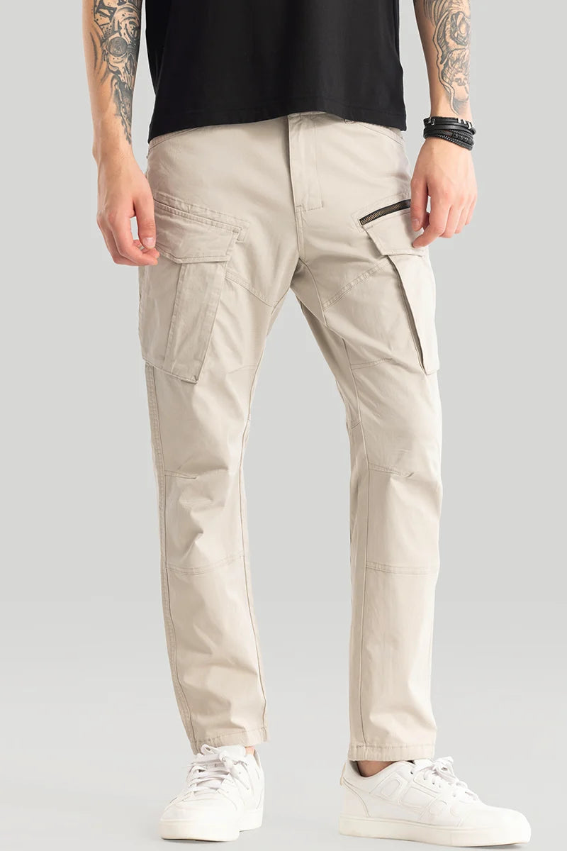 Cargo Pants with Cargo Pockets for Cycling -Tyke Pro Beige Cargo Pant