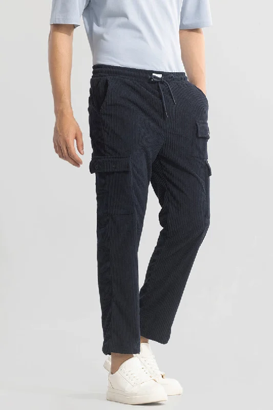 Cargo Pants with Cargo Pockets for Students -Urban Cord Navy Corduroy Cargo Pant