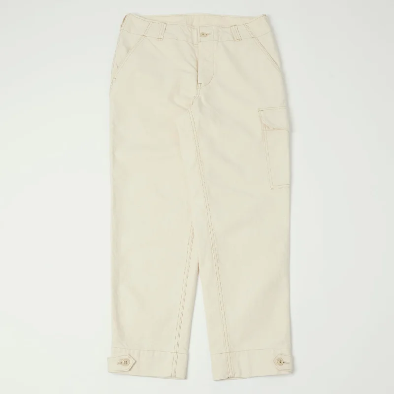 Cargo Pants with Cargo Pockets for Concert -Freewheelers Aviators Trouser - Yarn-Dyed Raw White