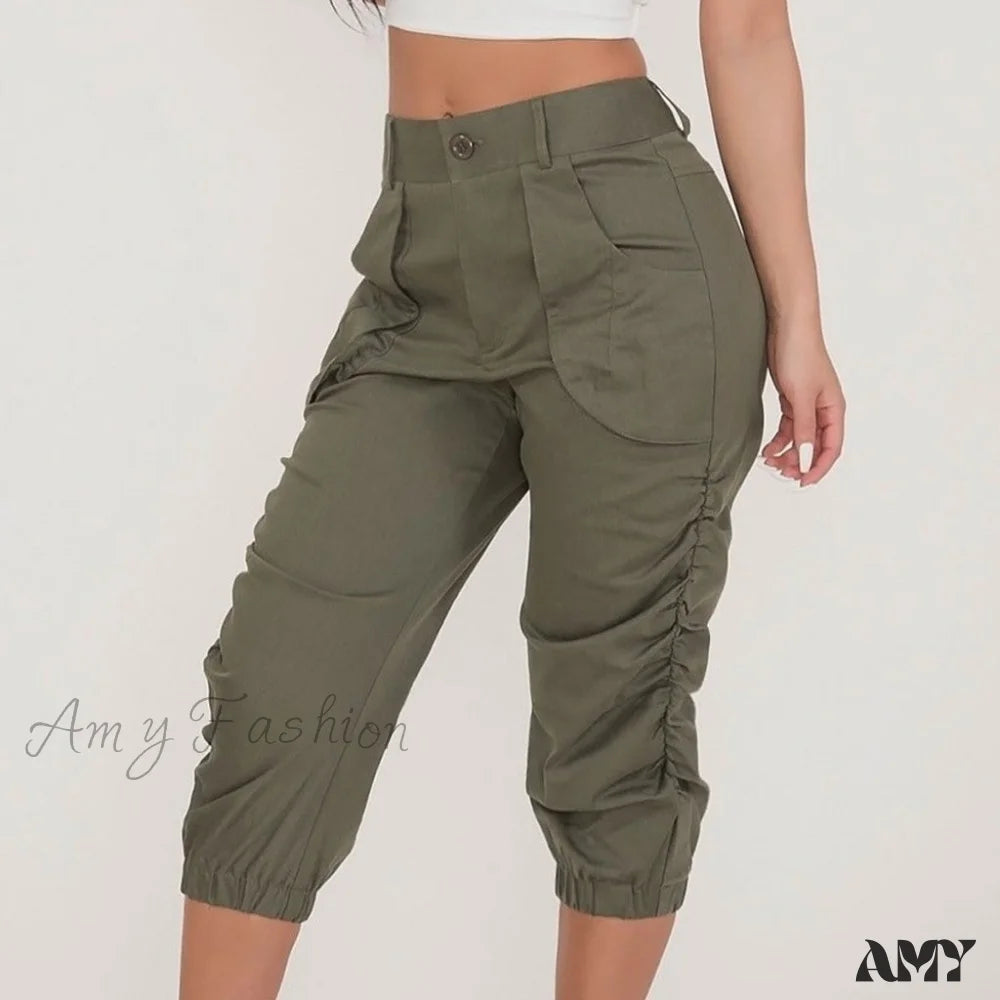 Cargo Pants with Cargo Pockets for Kitesurfing -Amy Fashion - Relaxed-fit Cargo Capri Pant