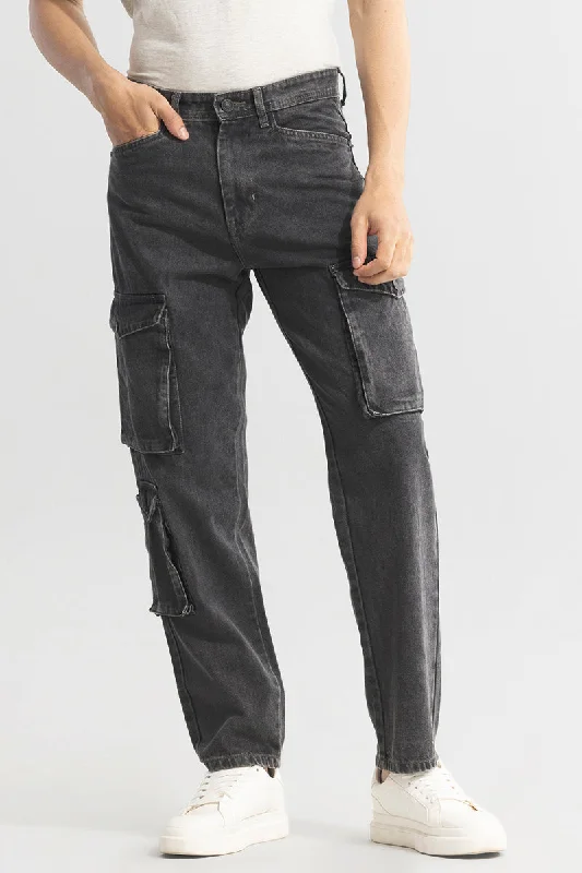 Cargo Pants with Cargo Pockets for Doctors -Celestial Charcoal Grey Clean Look Jeans