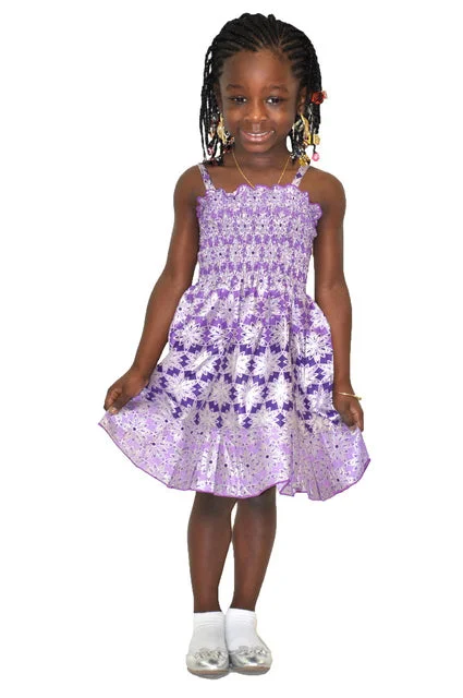 Wool Dresses for Warmth -Purple African print Dress with Spaghetti straps for Girls