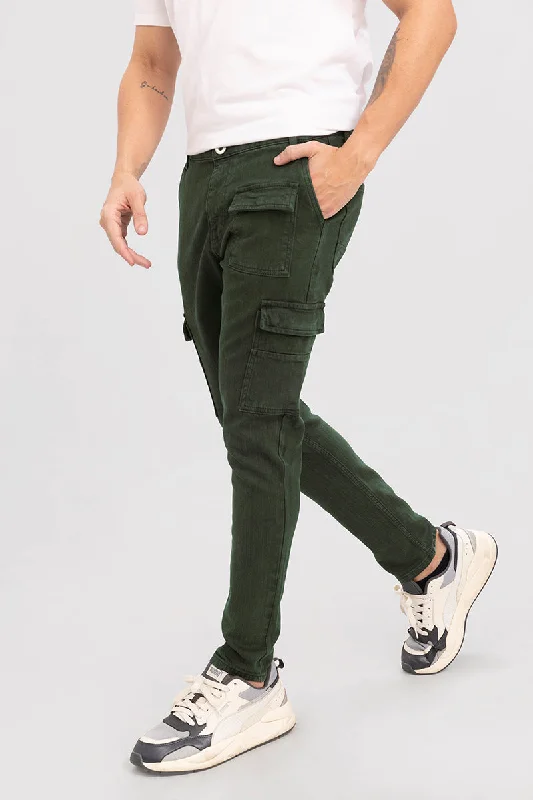 Cargo Pants with Cargo Pockets for Beach -Xavie Olive Cargo Jeans