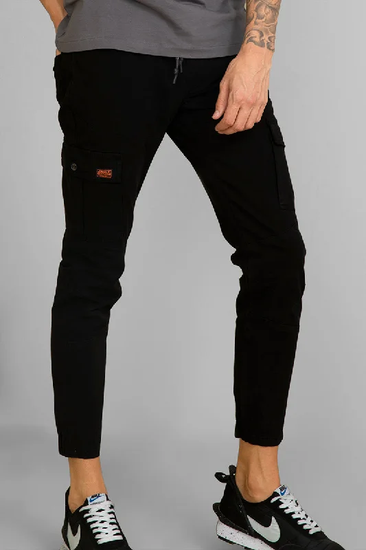 Cargo Pants with Cargo Pockets for Skateboarding -Steezy Black Cargo Pant