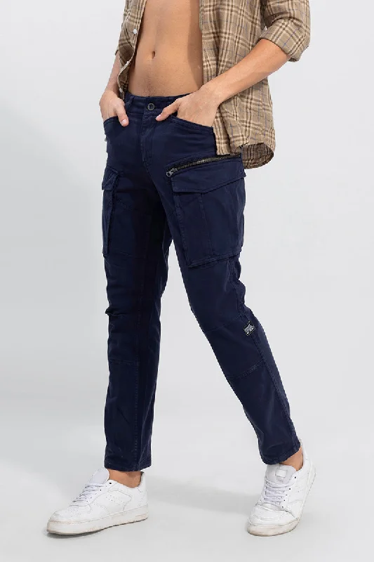 Plus Size Cargo Pants for Curvy Figures -Tyke Navy Cargo