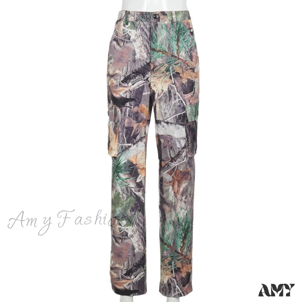 Cargo Pants with Cargo Pockets for Athletic -Amy Fashion - Fashion Straight Pockets Camouflage Cargo Pants