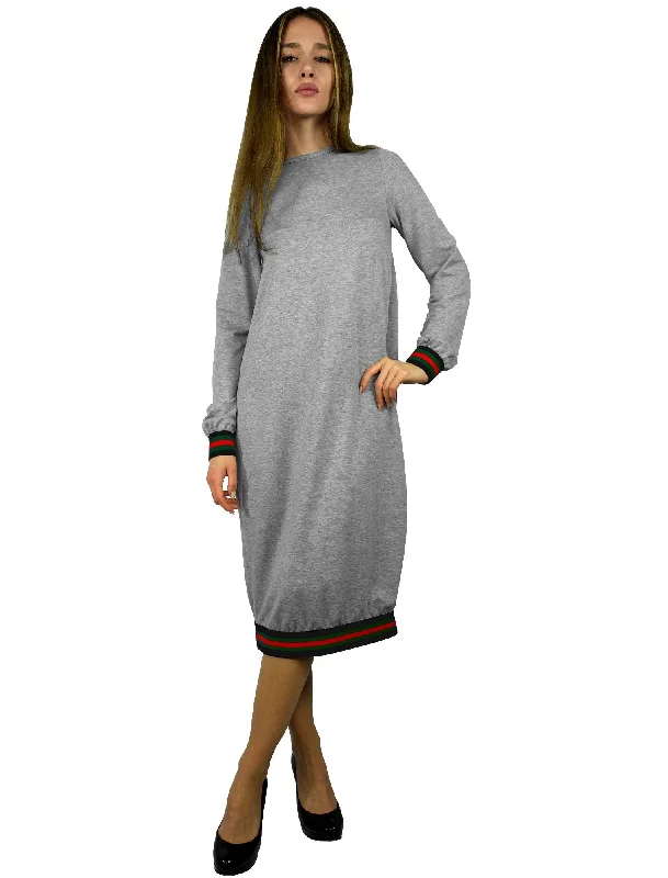 Buttoned Dresses for Stylish -Women's Designer Stripe Trimmed Comfy Dress