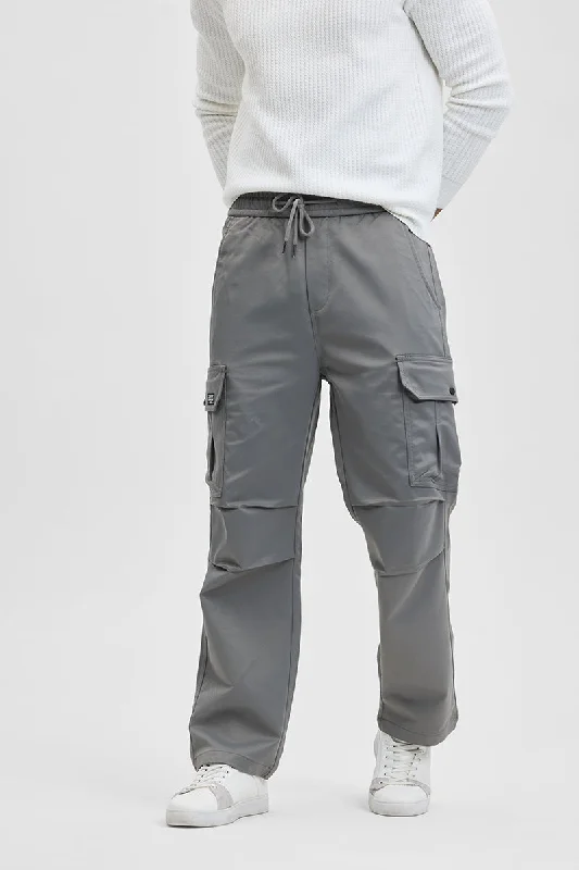 Cargo Pants with Cargo Pockets for Models -Grey Relaxed Fit Cargo Pant