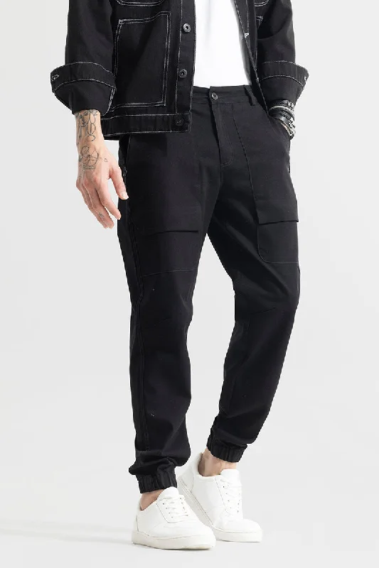 Denim Cargo Pants for Urban Streetwear -Rustic Black Cargo Pant