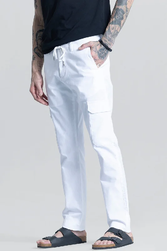 Cargo Pants with Cargo Pockets for Models -City Breeze White Linen Cargo Pant