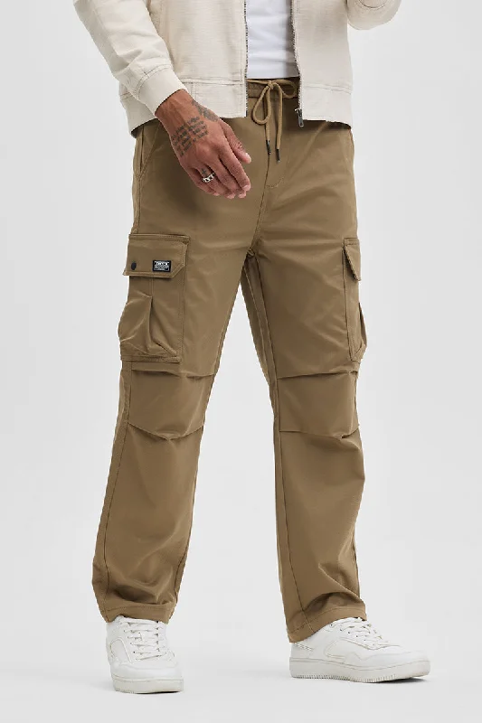 Cargo Pants with Cargo Pockets for Actors -Brown Relaxed Fit Cargo Pant