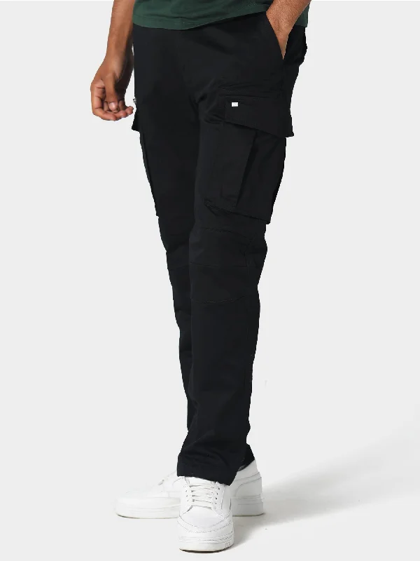 Cargo Pants with Cargo Pockets for Students -Newton Black Cargo Pants