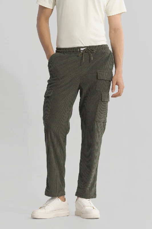 Cargo Pants with Cargo Pockets for Artists -Urban Cord Olive Corduroy Cargo Pant